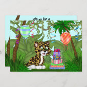 ジャングルレオパード誕生日パーティーの招待 招待状 (正面/裏面)