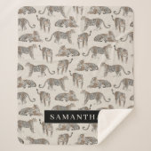 ジャングルレオパード野生動物のパターン シェルパブランケット (正面)