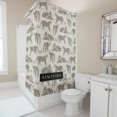 ジャングルレオパード野生動物のパターン シャワーカーテン (インサイチュ)