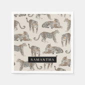 ジャングルレオパード野生動物のパターン スタンダードカクテルナプキン (正面)