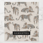 ジャングルレオパード野生動物のパターン ワインラベル (シングルラベル)