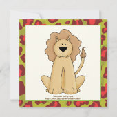 ジャングルレッド、グリーンサファリ子供の誕生日パーティー 招待状 (裏面)