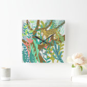 ジャングルロア-チーター スクエア壁時計 (ホーム)