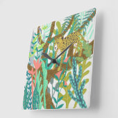 ジャングルロア-チーター スクエア壁時計 (傾斜)