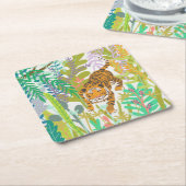 ジャングルローア – タイガー スクエアペーパーコースター (アングル)