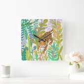 ジャングルローア – タイガー スクエア壁時計 (ホーム)