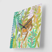 ジャングルローア – タイガー スクエア壁時計 (傾斜)