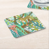 ジャングルローア – チーター スクエアペーパーコースター (アングル)