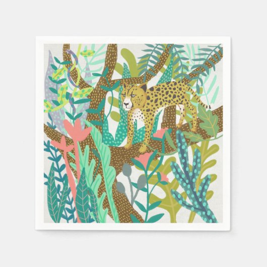 ジャングルローア – チーター スタンダードカクテルナプキン (正面)