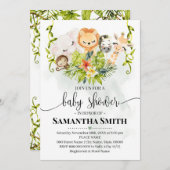 ジャングルワイルドアニマルベビーシャワートロピカルサファリ 招待状 (正面/裏面)