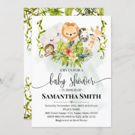 ジャングルワイルドアニマルベビーシャワートロピカルサファリ 招待状