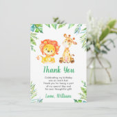 ジャングルワイルドサファリ動物ライオン子供の誕生日 サンキューカード (スタンド正面)
