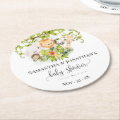 ジャングルワイルドベビーアニマルトロピカルベビーシャワー ラウンドペーパーコースター (アングル)