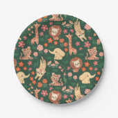 ジャングルワイルドベビーアニマルトロピカル紙プレート ペーパープレート (正面)