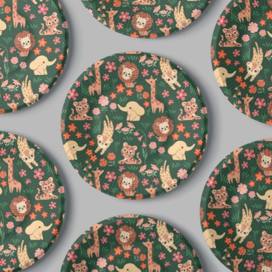 ジャングルワイルドベビーアニマルトロピカル紙プレート ペーパープレート