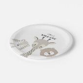 ジャングルワイルドモダンワン誕生日サファリベイビーシャワー ペーパープレート (アングル)