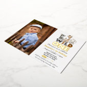 ジャングルワイルドワンフォトゴールド実在フォイル招待状 箔招待状 (回転した状態)