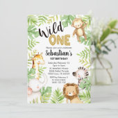 ジャングルワイルドワン1st誕生日招待状サファリ 招待状 (スタンド正面)