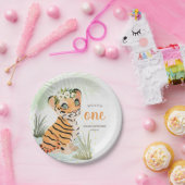 ジャングルワイルド&フリーフローラ1st誕生日タイガー ペーパープレート (パーティー)