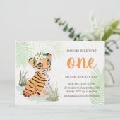 ジャングルワイルド&フリーフローラ1st誕生日タイガー 招待状 (スタンド正面)