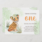 ジャングルワイルド&フリーフローラ1st誕生日タイガー 招待状 (正面/裏面)