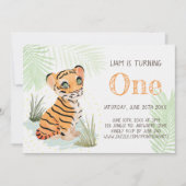 ジャングルワイルド&フリー少年の最初の誕生日タイガー 招待状 (正面)