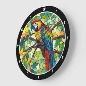 ジャングル交響曲» – ステンドグラスのマカオの壁 ラージ壁時計 (傾斜)
