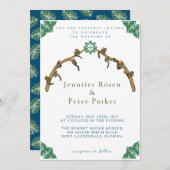 ジャングル付きリス猿の枝離れアーチ 招待状 (正面/裏面)