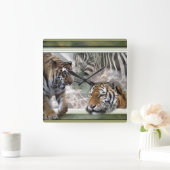 ジャングル初期のプリント スクエア壁時計 (ホーム)