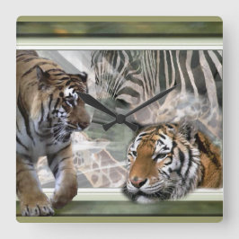 ジャングル初期のプリント スクエア壁時計