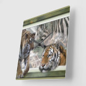 ジャングル初期のプリント スクエア壁時計 (傾斜)