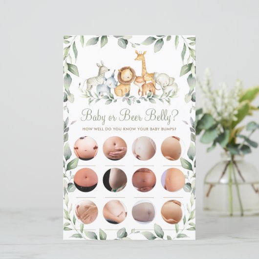 ジャングル動物おもしろいシャワーベビーまたはビールベリーゲーム (スタンド正面)