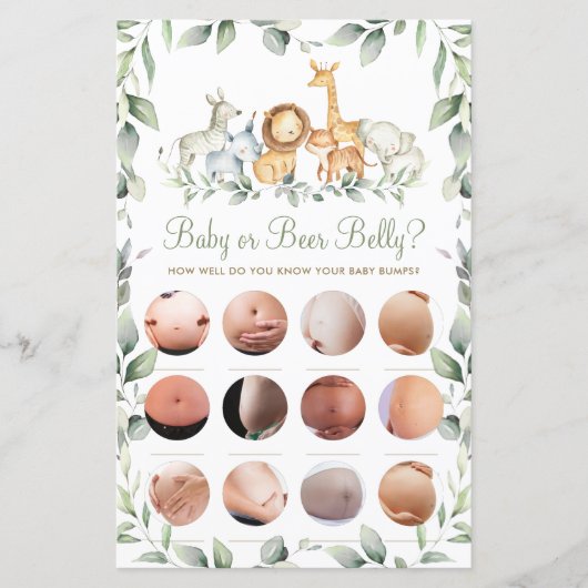 ジャングル動物おもしろいシャワーベビーまたはビールベリーゲーム (正面)