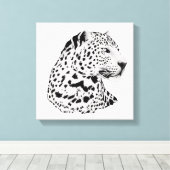 ジャングル動物からヒョウ伸ばしキャンバス印刷 キャンバスプリント (インサイチュ (ウッドフロア))