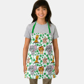 ジャングル動物かわいいサファリの野生のマンガパターン エプロン (インサイチュ)