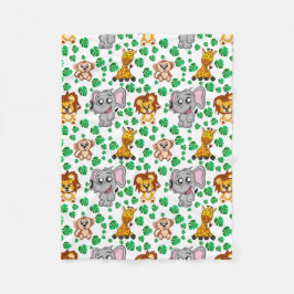 ジャングル動物かわいいサファリの野生のマンガパターン フリースブランケット