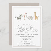 ジャングル動物かわいい赤男女兼用ちゃんシャワー 招待状 (正面/裏面)