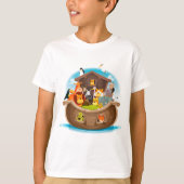 ジャングル動物が付いているノアの箱舟 Tシャツ (正面)