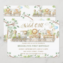 ジャングル動物が緑の野生のワン誕生日