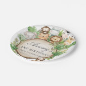 ジャングル動物たち,緑の1歳の誕生日にシャワー ペーパープレート (アングル)