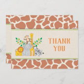 ジャングル動物のサファリのベビーシャワーのサンキューカード サンキューカード (正面/裏面)