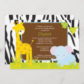 ジャングル動物のサファリのベビーシャワーの招待状 招待状 (正面/裏面)