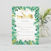 ジャングル動物のサファリの招待状は金ゴールドを記入します 招待状 (スタンド正面)
