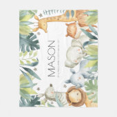 ジャングル動物のサファ子供へリ毛布 フリースブランケット (正面)