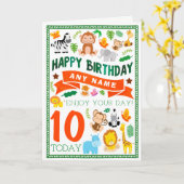 ジャングル動物のパーソナライズなバースデー・カード カード (黄色い花)