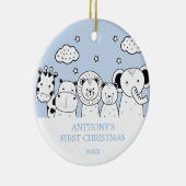 ジャングル動物のベビーの初めてのクリスマスのオーナメント セラミックオーナメント (右)