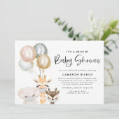 ジャングル動物のベビーシャワーによる検疫車 招待状 (スタンド正面)