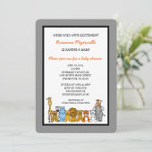 ジャングル動物のベビーシャワーは中立性を誘います 招待状 (スタンド正面)