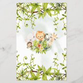 ジャングル動物のベビーシャワーゲームカードの上または下 チラシ (裏面)