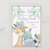 ジャングル動物のベビーシャワー招待状、シャワーテンプレート シーズンカード (正面/裏面)